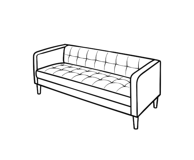 Vecteur illustration dessinée à la main de meubles de canapé confortables