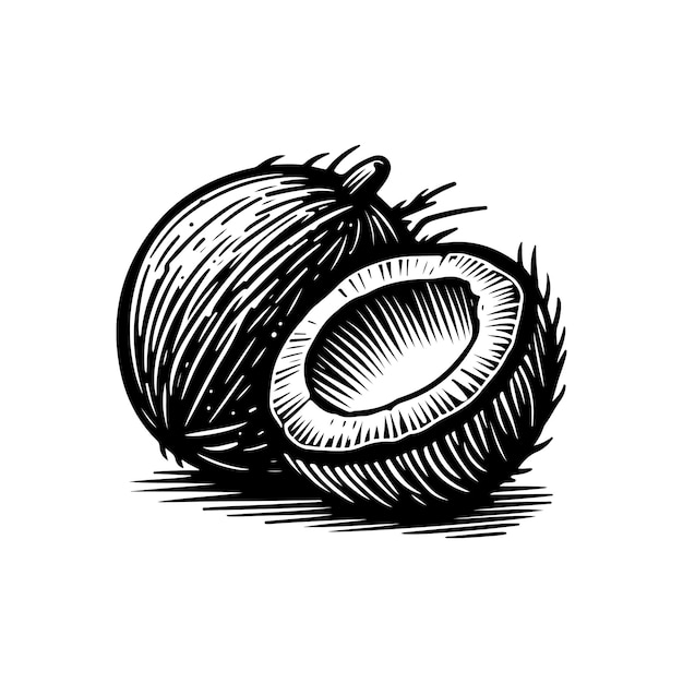 Vecteur illustration dessinée à la main d'une noix de coco