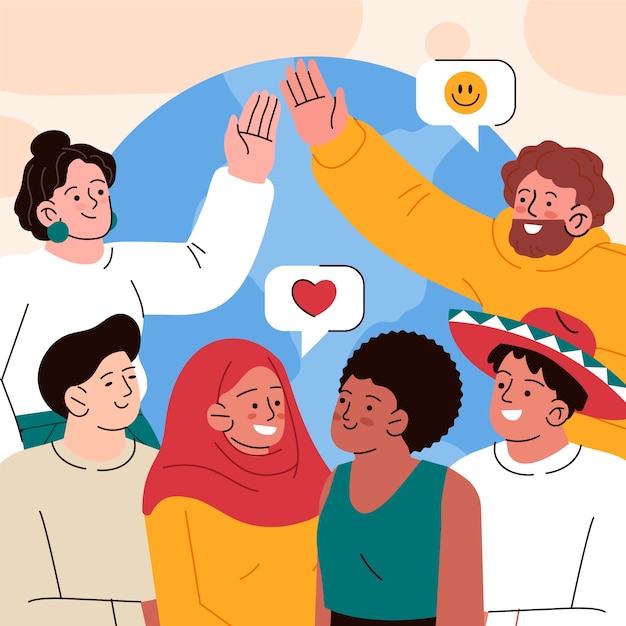 Illustration dessinée à la main par Dia de la Raza