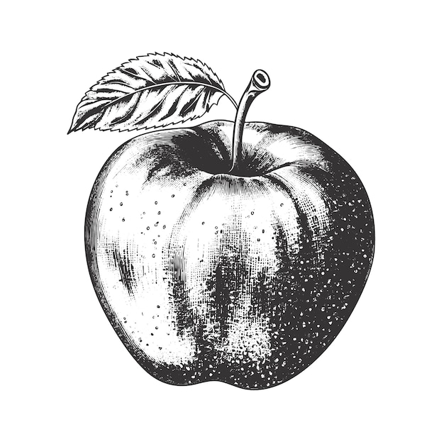 Illustration dessinée à la main de pomme dans un style gravé isolé sur fond blanc