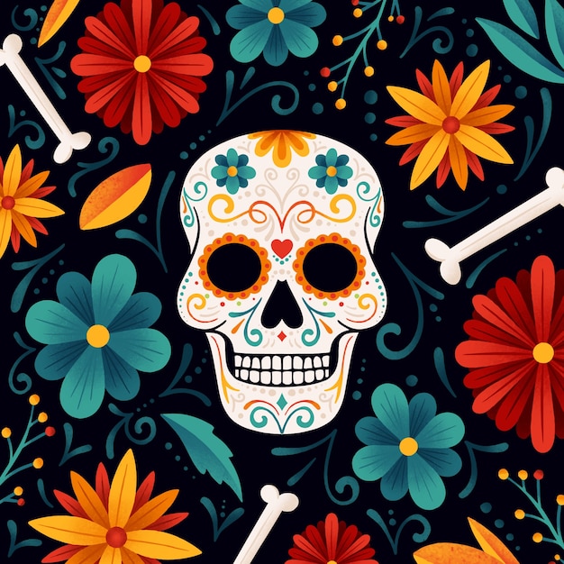 Illustration dessinée à la main pour la célébration du dia de muertos