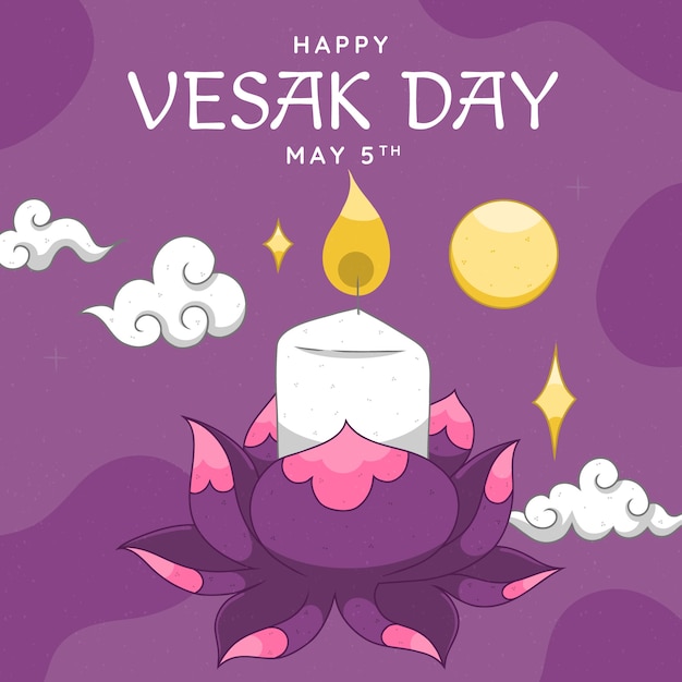 Illustration dessinée à la main pour la célébration du festival du vesak