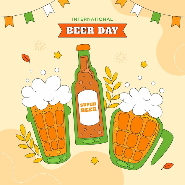 Illustration dessinée à la main pour la célébration de la journée internationale de la bière