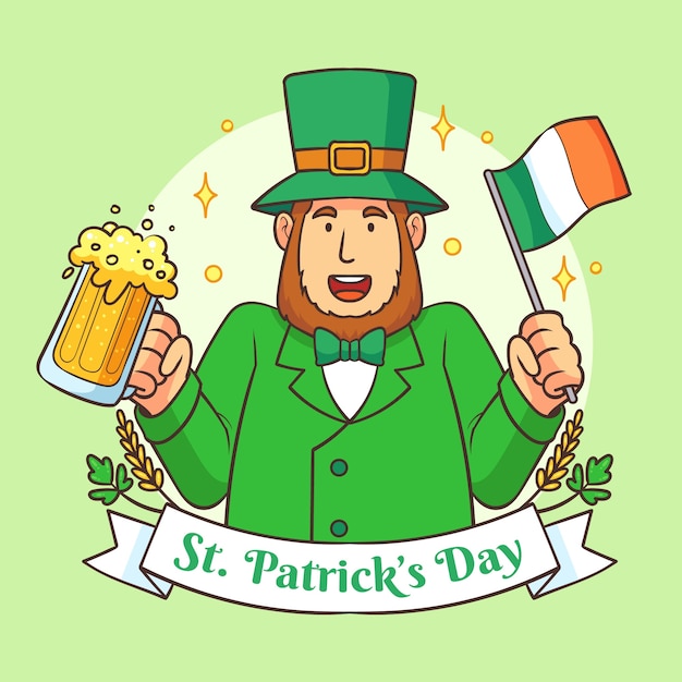 Vecteur illustration dessinée à la main pour la célébration de la saint-patrick