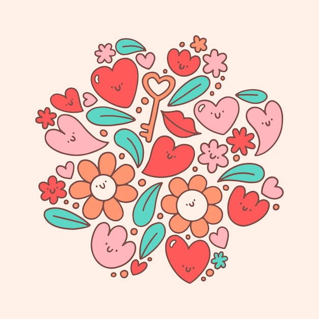 Illustration dessinée à la main pour la célébration de la saint-valentin