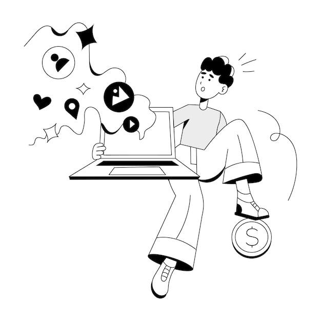 Illustration dessinée à la main représentant le réseau d'utilisateurs