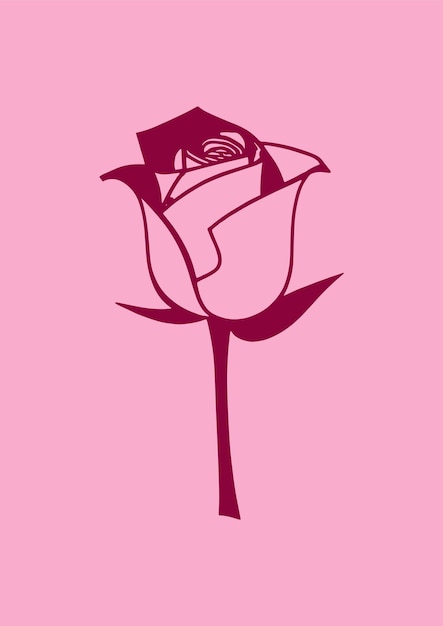 Vecteur illustration dessinée à la main d'une seule rose