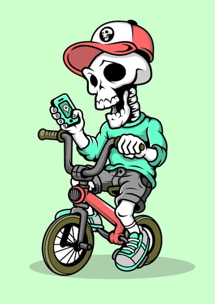 Illustration Dessinée à La Main Skull Biker