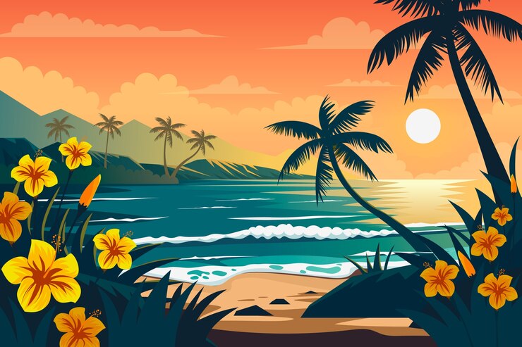 Vecteur illustration dessinée à la main des vacances à hawaï