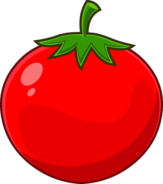 Illustration Dessinée à La Main De Vecteur De Tomate Rouge Fraîche De Dessin Animé Isolée Sur Fond Transparent