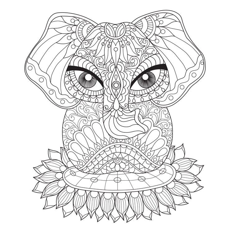 Vecteur illustration de dessinés à la main de l'éléphant chanceux indien