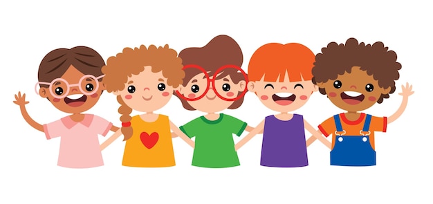 Illustration de dessins animés de enfants qui s'embrassent