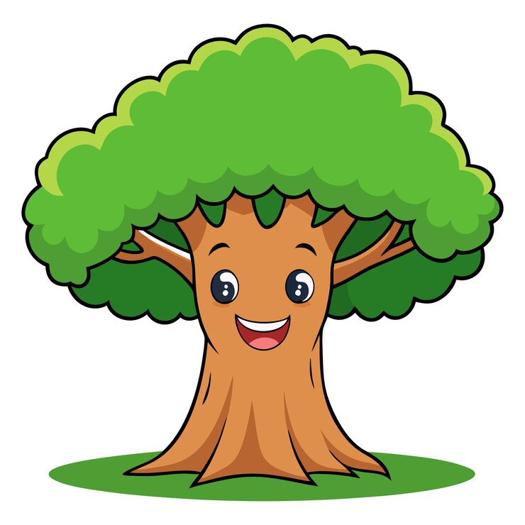Vecteur l'illustration de dessins animés happy tree est un concept de nature amusant et éducatif pour les enfants et la narration.