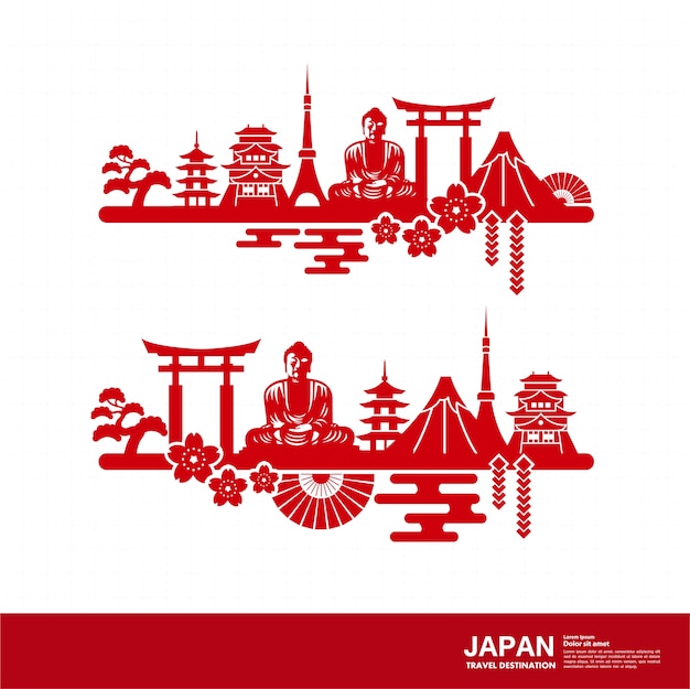 Vecteur illustration de destination de voyage au japon