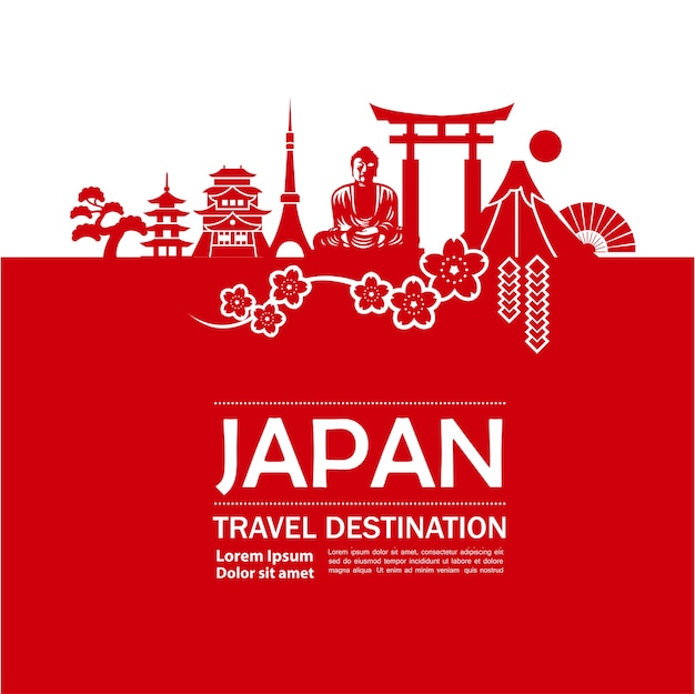 Vecteur illustration de destination de voyage au japon