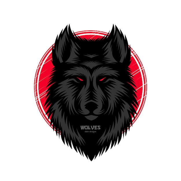 Illustration de détail de loups noirs pour les conceptions de chemise