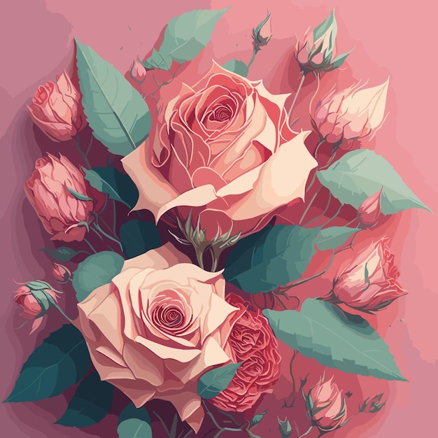 Une illustration détaillée d'un art vectoriel rose