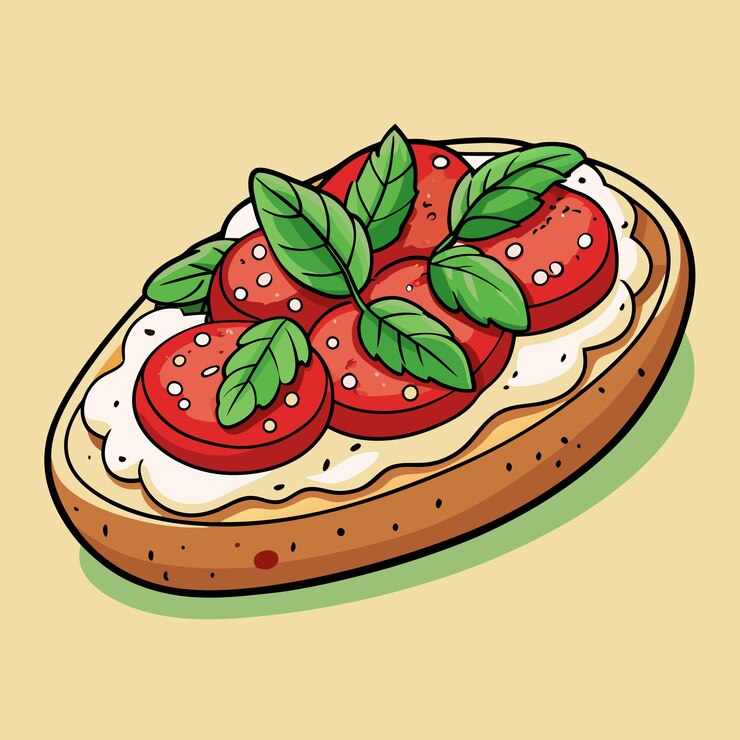 Illustration détaillée de Bruschetta Illustration vectorielle alimentaire