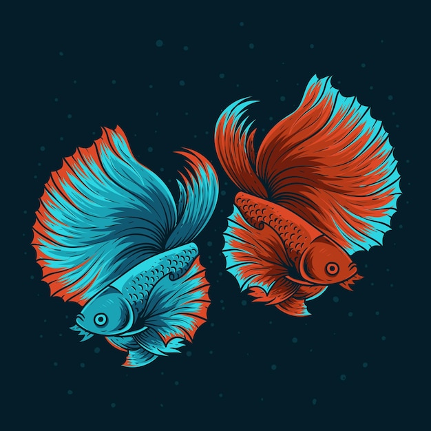 Illustration Deux Beaux Poissons Bêta