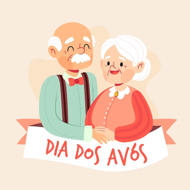 Illustration De Dia Dos Avós Dessinés à La Main