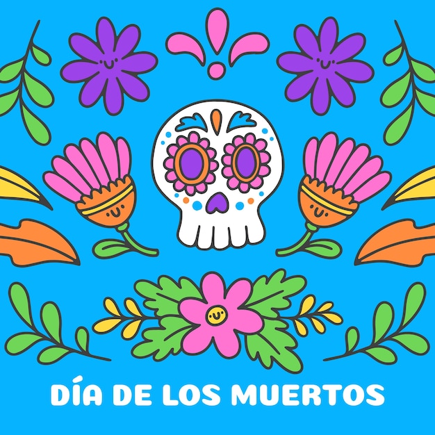 Vecteur illustration de dia de muertos dessinés à la main