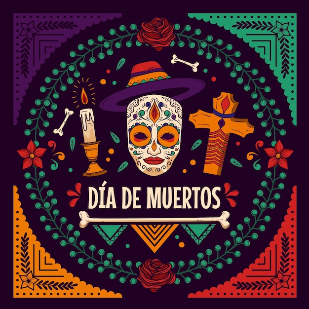 Vecteur illustration de dia de muertos dessinés à la main