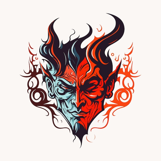 Illustration De Diable De Style Vintage Coloré