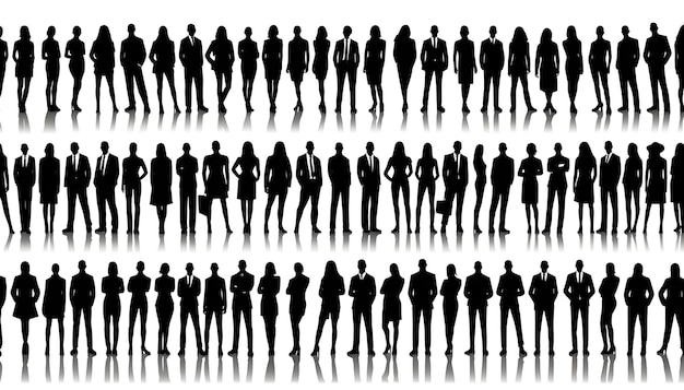 Vecteur illustration de différentes silhouettes d'hommes et de femmes debout dans différentes poses