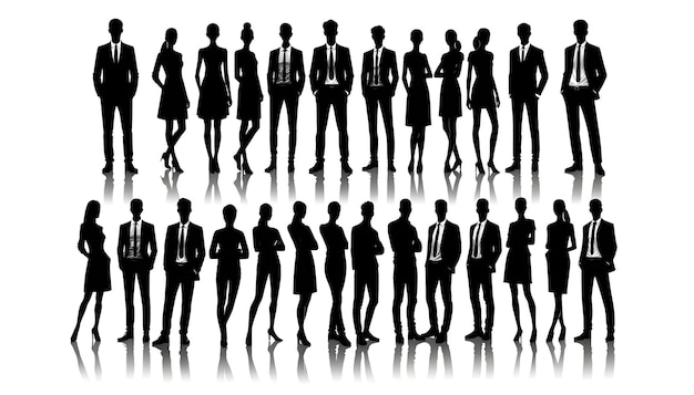 Vecteur illustration de différentes silhouettes d'hommes et de femmes debout dans différentes poses