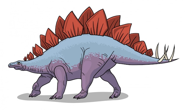 Illustration De Dinosaure Stegosaurus En Style Cartoon.