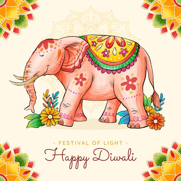 Illustration De Diwali Dessiné à La Main