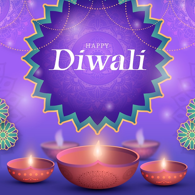 Vecteur illustration de diwali réaliste