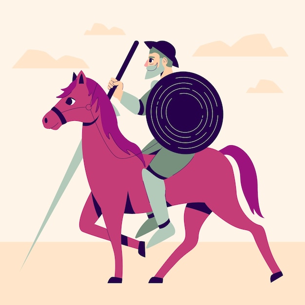 Illustration de don quichotte dessinée à la main