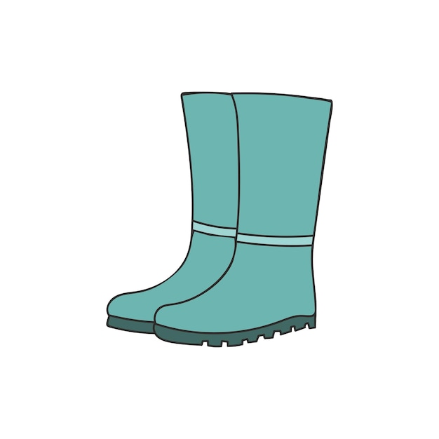 Illustration De Doodle Coloré De Bottes En Caoutchouc Dans Le Vecteur