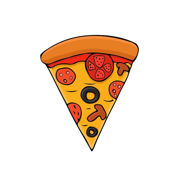 Illustration De Doodle Coloré Tranche De Pizza En Vecteur