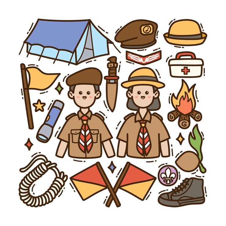Vecteur illustration de doodle dessinée à la main scout indonésien