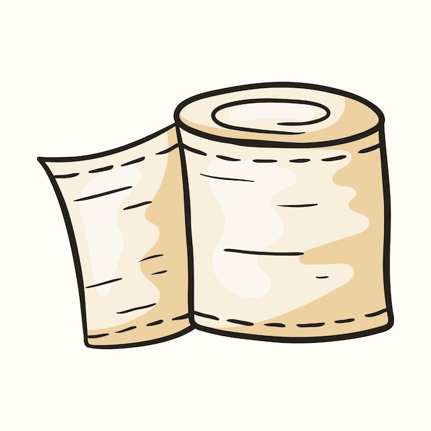 Illustration de doodle isolé de vecteur de rouleau de papier toilette