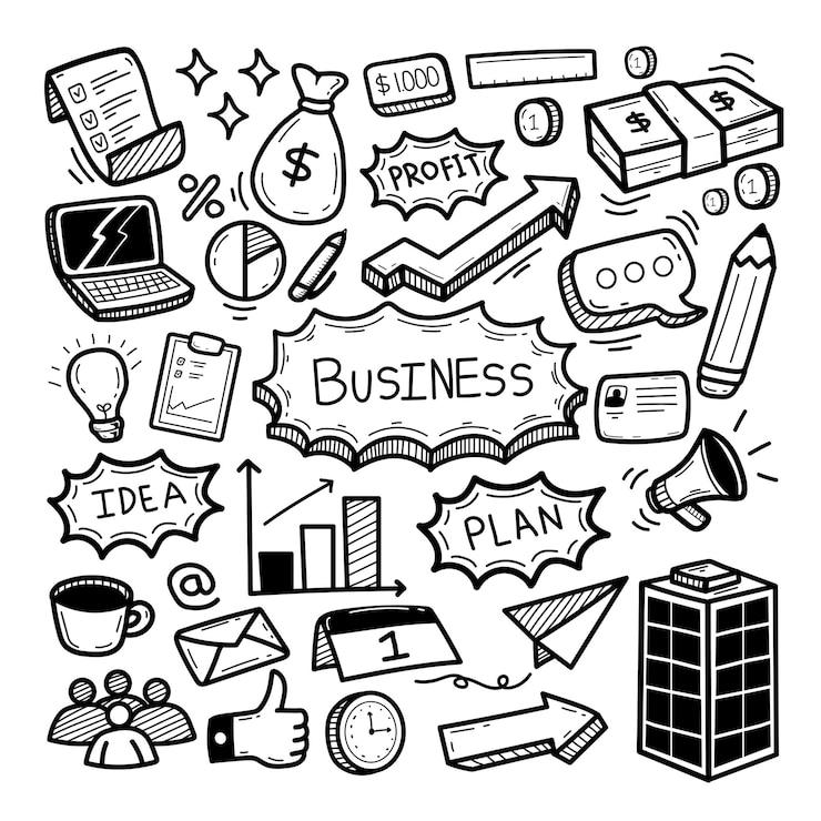Vecteur illustration de doodle plan bussines