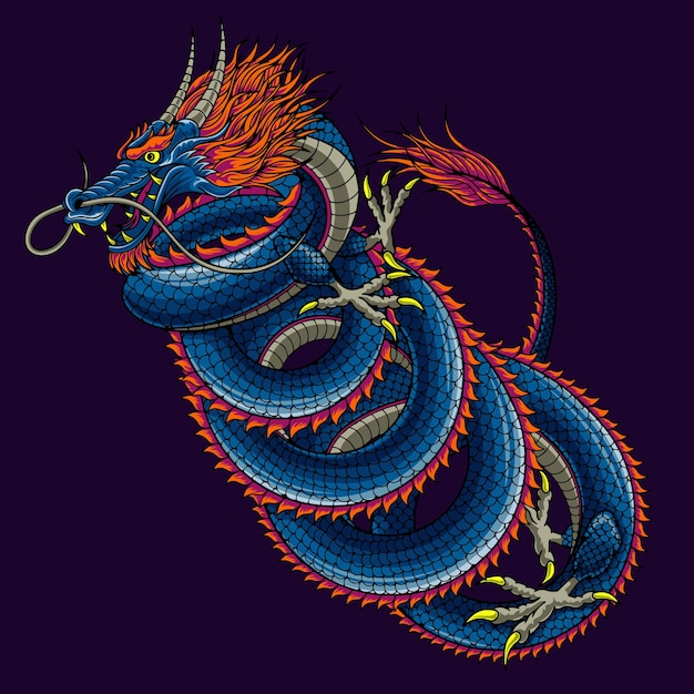 Illustration d'un dragon féroce et cool