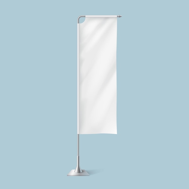 Illustration d'un drapeau textile en blanc sur un poteau métallique