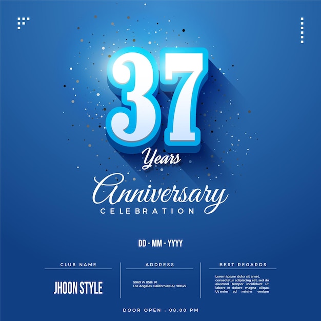 Illustration du 37e anniversaire avec des chiffres 3d en gras.