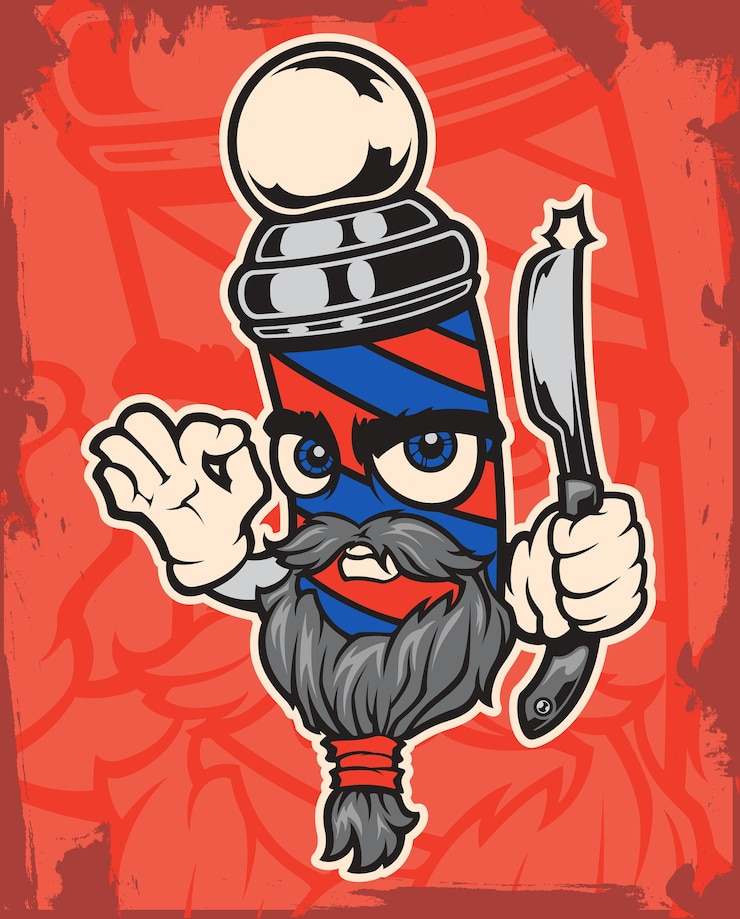 Vecteur illustration du barbier de caractère sur fond rouge.