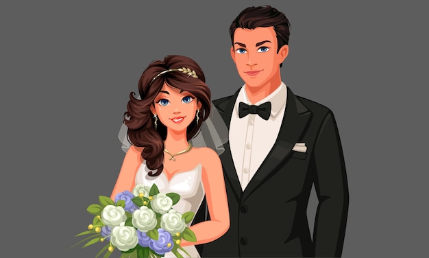 Illustration Du Beau Couple De Mariage.