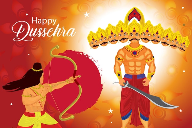 Illustration du bélier et du ravan pour le festival happy dussehra de l'inde