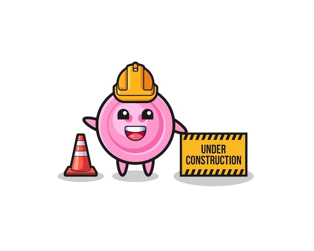 Illustration Du Bouton De Vêtements Avec Bannière En Construction