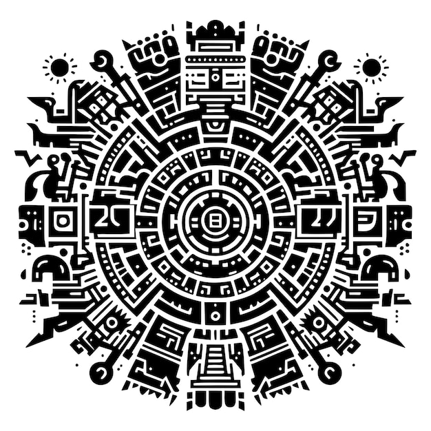 Vecteur illustration du calendrier aztèque