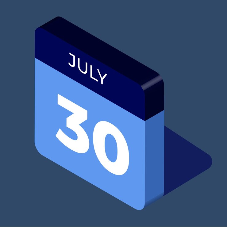 illustration du calendrier isométrique du mois de juillet