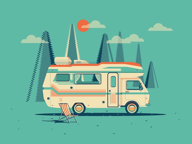 Vecteur illustration du camping-car