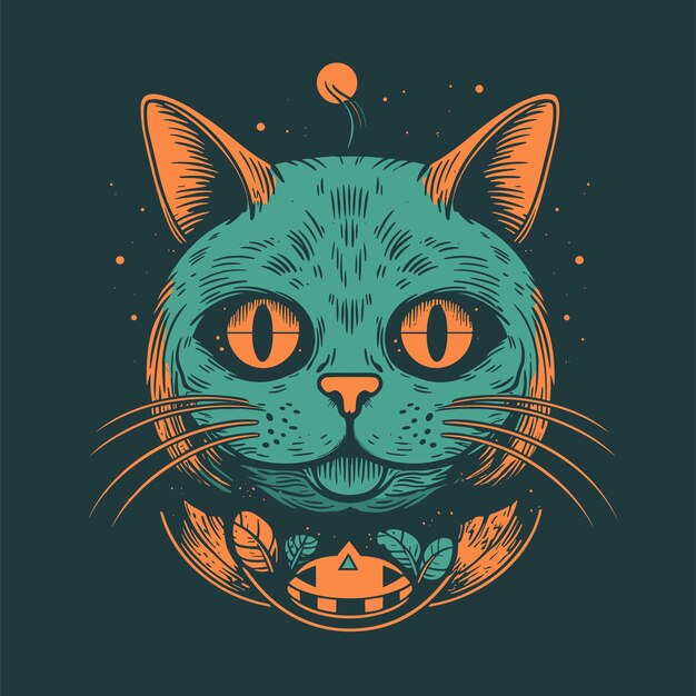 Vecteur l'illustration du chat d'halloween