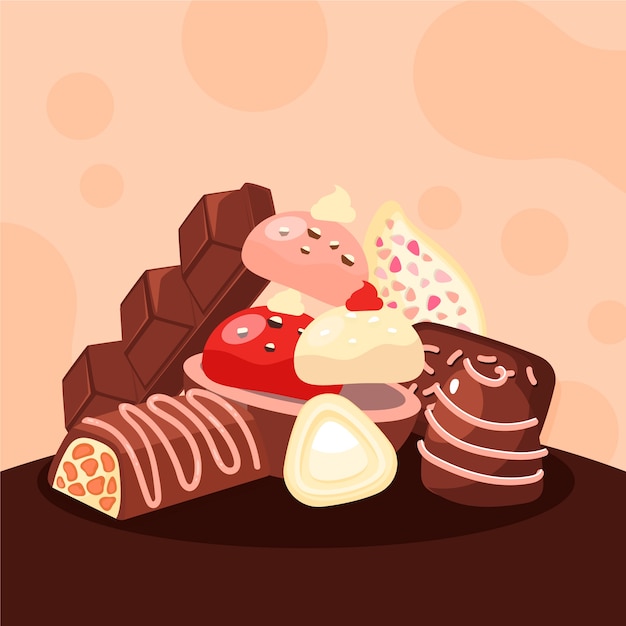 Illustration du chocolat plat